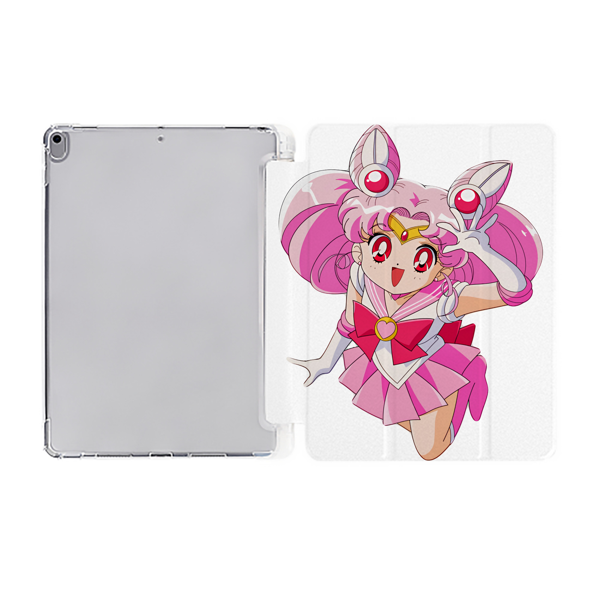 （画像用） 美少女戦士セーラームーン ちびうさ Sailor Moon Chibiusa Tsukino Usagi Small Lady Serenity IPad ケース ペン収納付き 三つ折りスタンド PUレザー×シリコン 対応機種9.5/10.5/10.9インチ